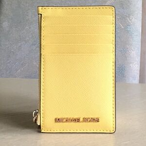 Michael Kors Daisy Yellow Leather Card Holder Case